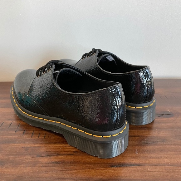 Size 7 US Ladies 38 EUR Dr. Martens 1461 Black Distressed Leather Patent Oxford - Picture 6 of 9